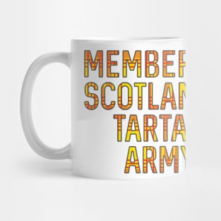 Member of Scotland's Tartan Army, Scottish Lion Rampant Coloured Tartan, Scottish Football Slogan Mug